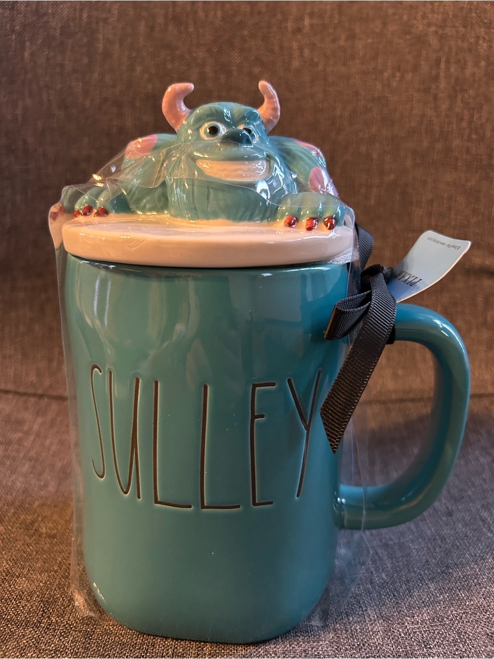 Rae Dunn Teal Sulley Mug with Monster Lid